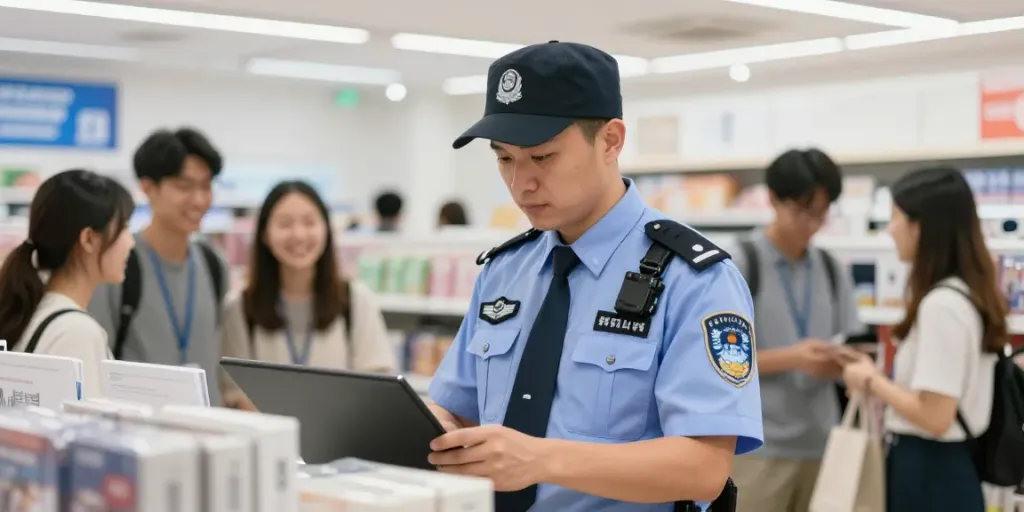 Security Guard ensuring safety at a local business, professional provider.