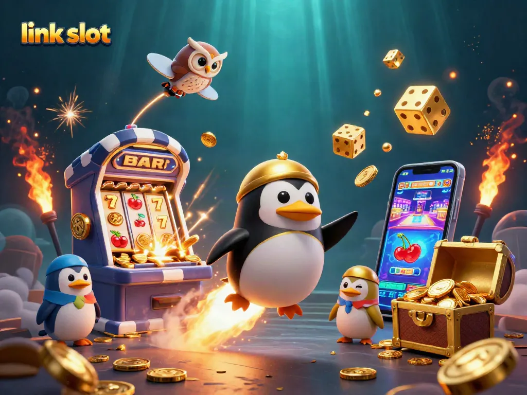 Spin the reels and win with link slot at a vibrant online casino, featuring dynamic slot action.