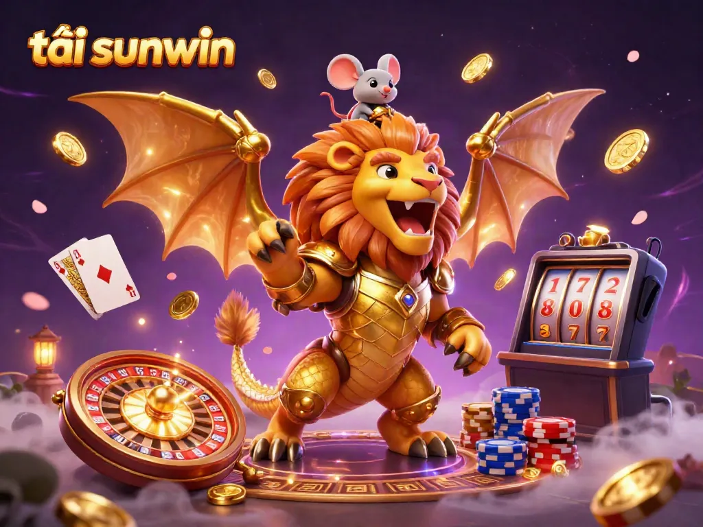 Engage in exciting gameplay by tải sunwin, featuring thrilling casino elements and a stunning chimera character.