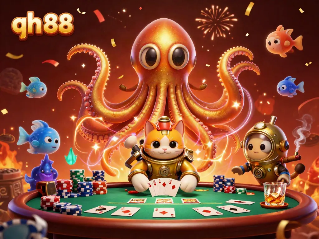 Engage in thrilling poker adventures with the vibrant qh 88 illustrated scene.