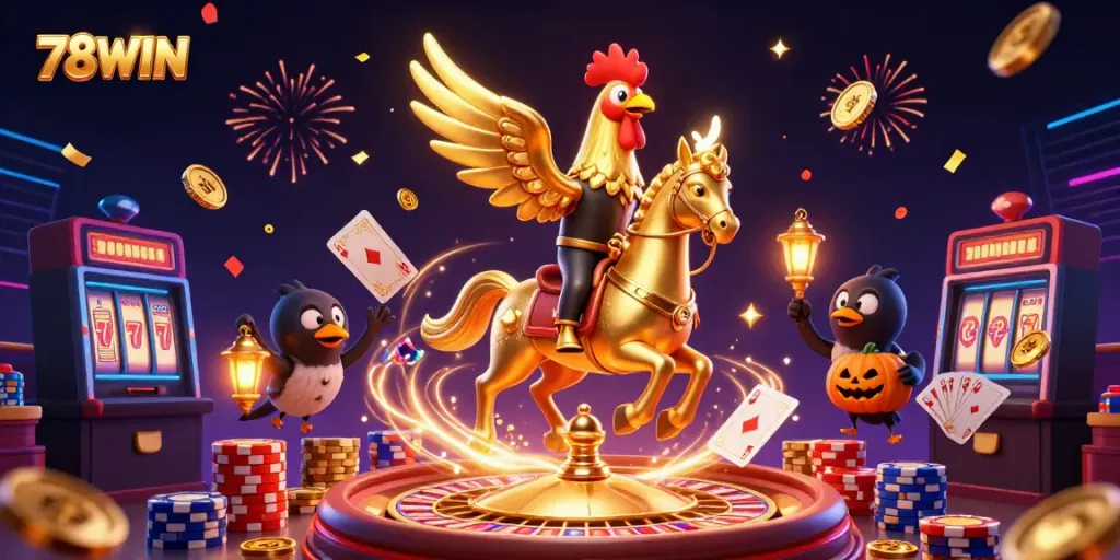 Experience exciting gameplay at 78WIN with a colorful array of casino elements and dynamic characters.