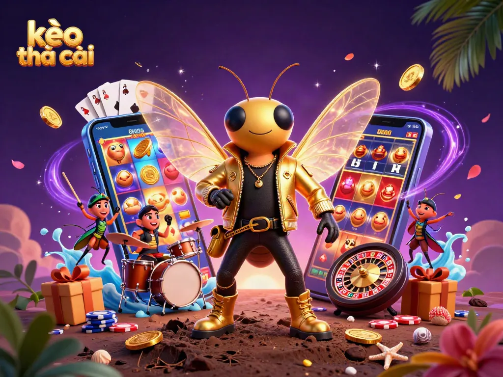 Experience kèo nhà cái dynamics with vibrant 3D casino characters celebrating vivid slot games.