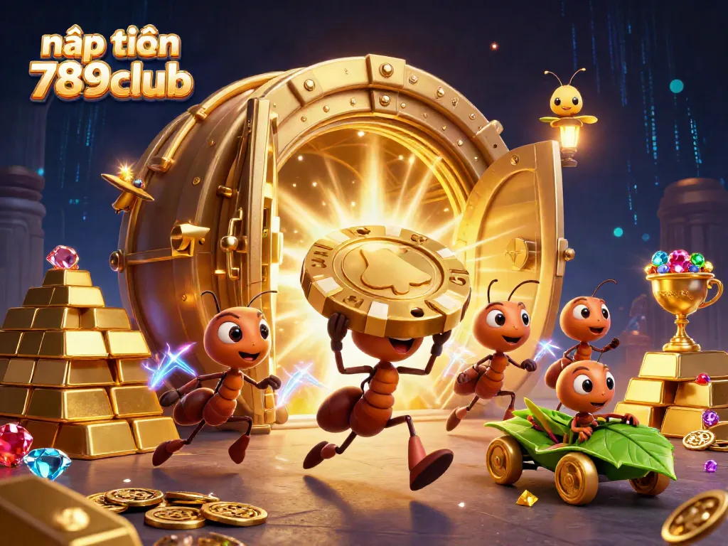 Experience nạp tiền 789club with a heist-themed 3D illustration showcasing vibrant characters and casino elements.