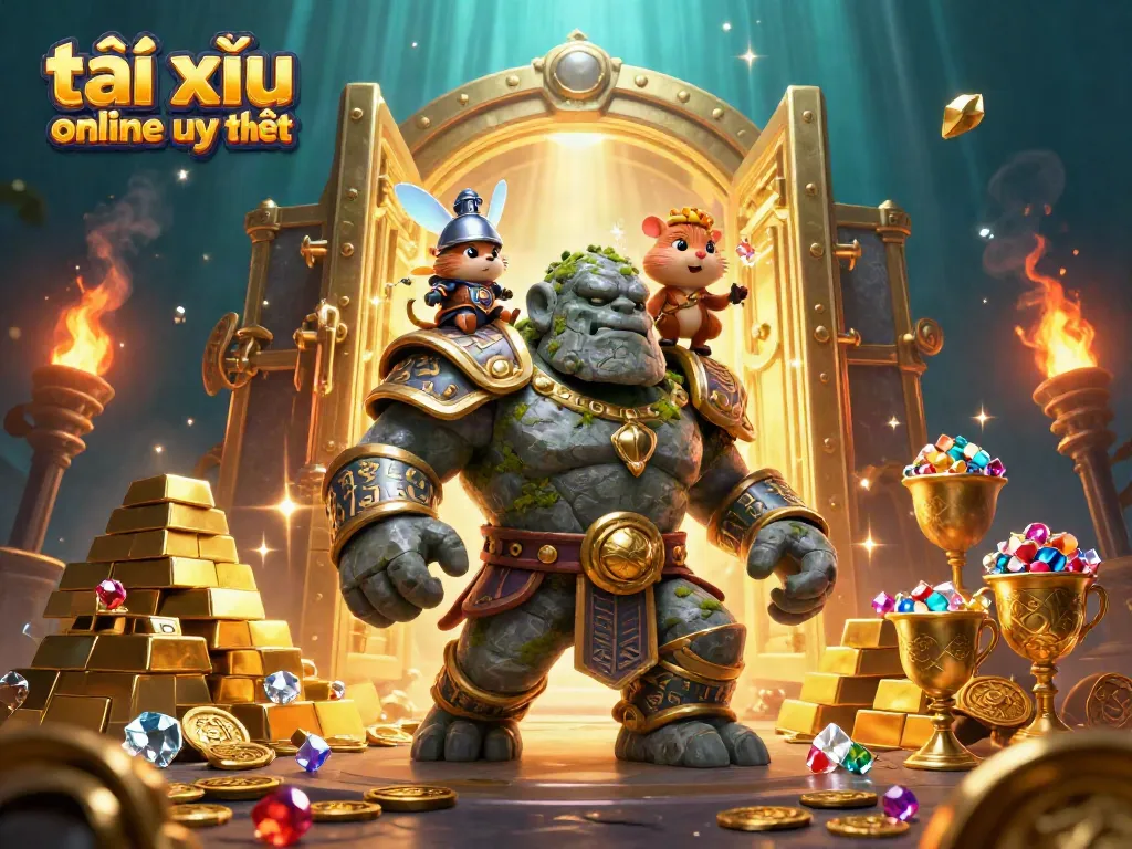 Experience thrilling tài xỉu online uy tín with an enchanting guardian and treasure-filled scene.