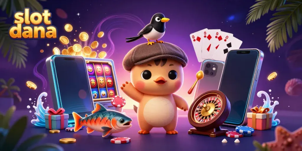 Experience thrilling slot dana gaming with colorful characters, spinning reels, and vibrant casino elements.