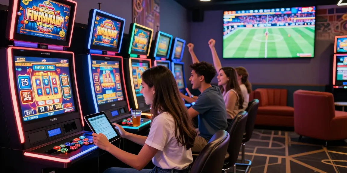 Exciting slot gaming experience with players winning at vibrant machines in a modern casino environment.