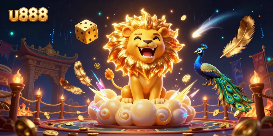 Experience thrilling wins at u888 with dazzling golden dice and a roaring lion in dynamic casino action.
