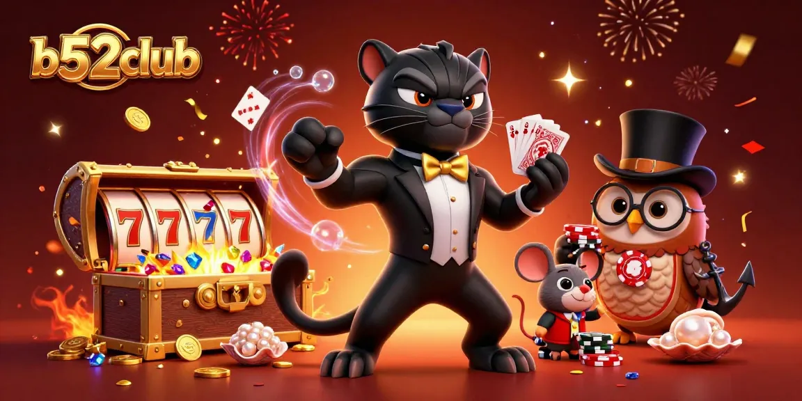 Bets at b52club with a tuxedo-clad black panther, poker chips in hand creating an exciting atmosphere.