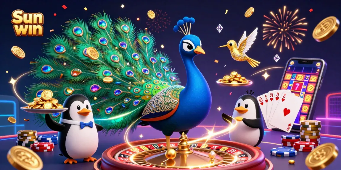 Experience exciting gameplay with Sun win, featuring a vibrant casino scene with animated characters and game elements.