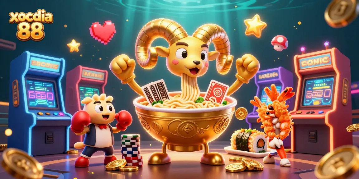 Engage with xocdia 88 in a vibrant, cartoonish casino scene filled with dynamic characters and gaming elements.