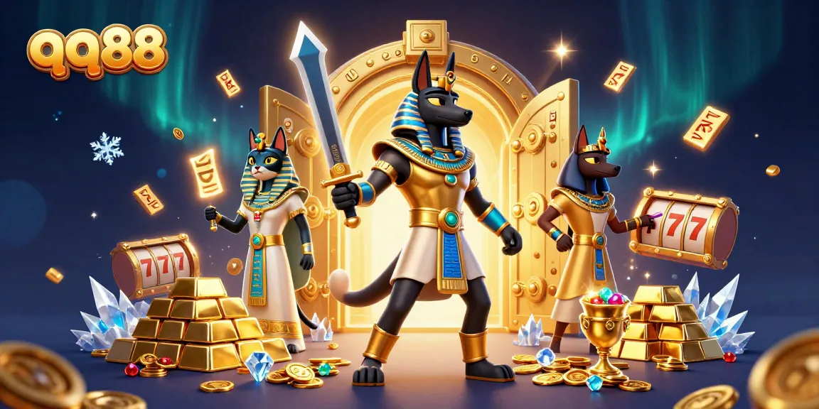 Experience thrilling gameplay with qq88 in a vibrant illustration showcasing stacked gold and slot game elements.