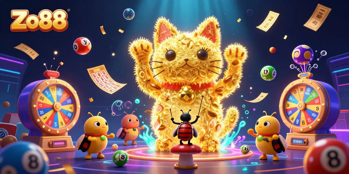 Experience exciting gameplay with Zo88's vibrant casino world featuring golden fireflies and dynamic symbols.