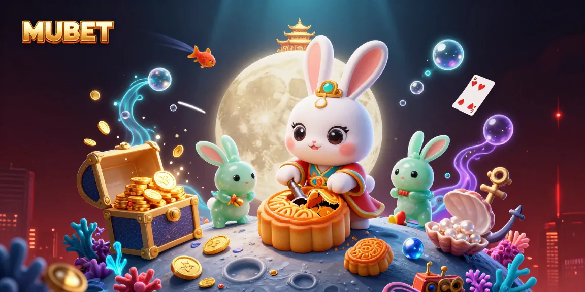 MUBET enhances your gaming experience with a vibrant 3D illustration featuring a lunar-themed gambling adventure.