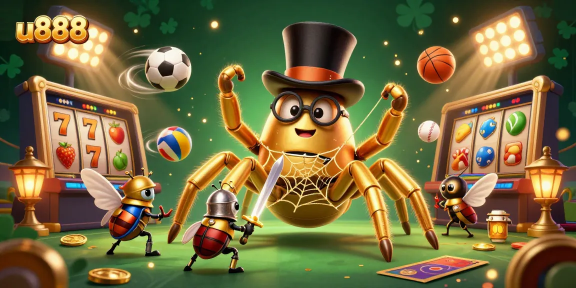 Engage with u888 online casino through luck and strategy at this vibrant gaming illustration.