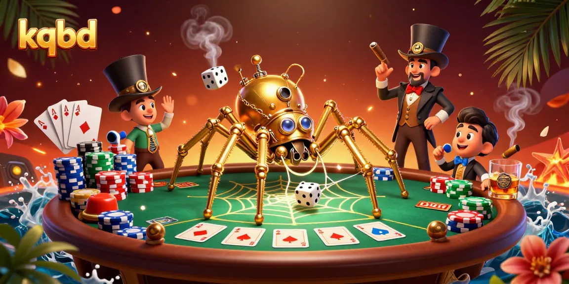 Engage with kqbd as the steampunk spider weaves a web of poker gameplay.