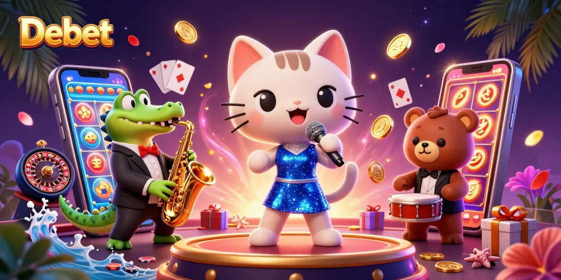 Debet showcases an exciting casino scene with lively characters and engaging game elements, inviting gamblers to enjoy the thrill.