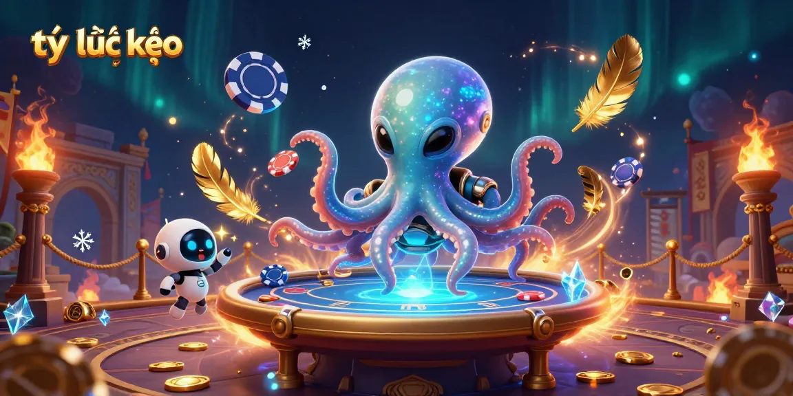 Experience engaging tỷ lệ kèo dynamics at a holographic poker table with whimsical alien characters.