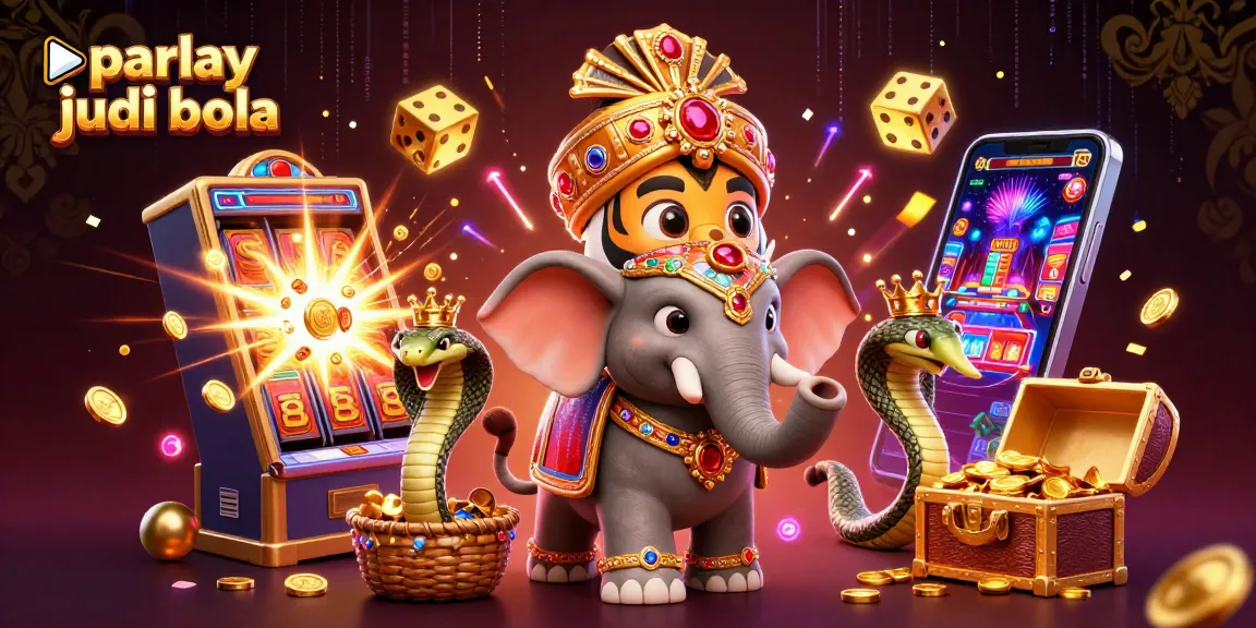 Experience thrilling action with parlay judi bola as vibrant casino elements explode in this vibrant illustration.